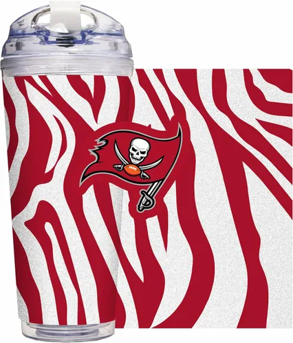 Vista 27 de Rico Industries NFL Football Glitter 24 onzas Vaso de purpurina acrílico con tapa con bisagra, Vaso de doble pared oficialmente licenciado con pajita