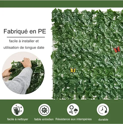 Vista 3 de Pantalla de valla de privacidad de hiedra artificial, mamparas decorativas para fiestas, revestimiento de pared de jardín, hojas artificiales