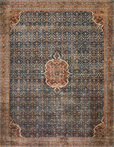 Vista 3 de Loloi, Colección Layla LAY-09 Azul Cobalto/Especia - Alfombra decorativa de 2 pies 0 pulgadas x 5 pies 0 pulgadas, 0,13" de espesor, suave, Azul
