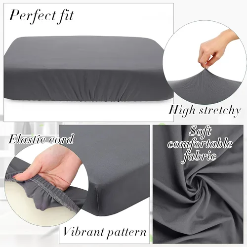 Vista 3 de Newwiee Juego de 12 fundas de cojín de repuesto para patio, exteriores, impermeables, elásticas, lavables, individuales, protectores de muebles