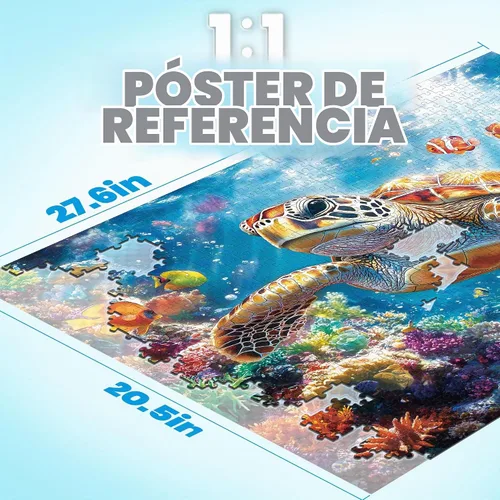 Vista 3 de Rompecabezas para adultos de 1000 piezas de tortuga marina Pez tortuga