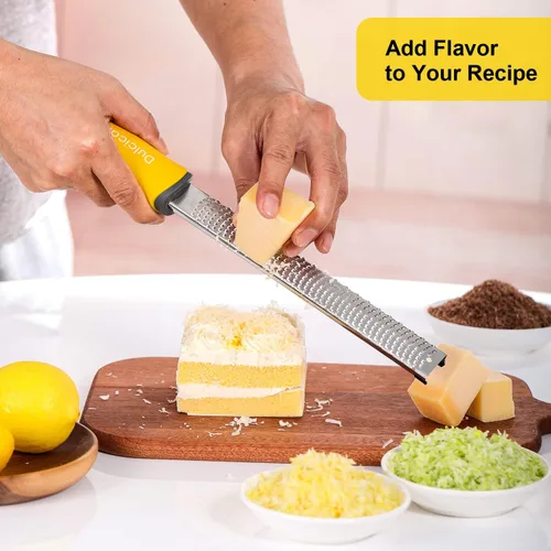 Vista 2 de Dulcicasa Rallador y rallador clásico – Zester de limón profesional de cocina para lima, queso, ajo, jengibre, chocolate, verduras, frutas