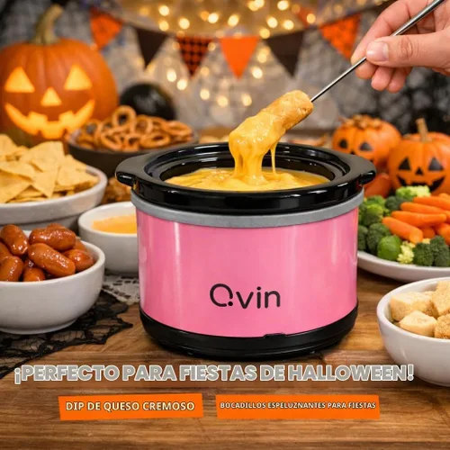 Vista 3 de Mini olla de cocción lenta 0.65qt (20oz) calentador, juego de ollas de fondue, olla de chocolate (acero inoxidable) (rosa)