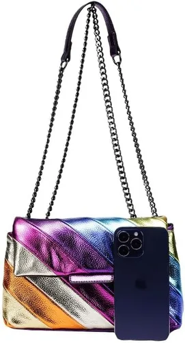 Vista 4 de Bolso de hombro para mujer, colorido bolso cruzado bolso de mano, bolso cuadrado para fiesta, noche, elegante y ligero