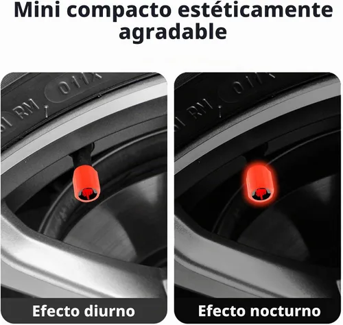 Vista 6 de 16 tapones fluorescentes para válvulas de neumáticos, tapones luminosos para válvula de aire de rueda de automóvil, accesorios de decoración