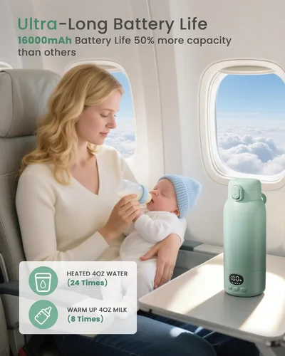 Vista 6 de Portable Bottle Warmer - Dual Heating Modes for Breast Milk & Water, 17 Ounces, Fast Heating, Long Lasting Battery, Ideal for Travel, Outdoor, Baby