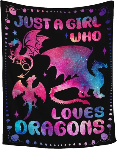 Vista 14 de Manta colorida de dragón, regalos para mujeres, niñas y amantes de los dragones, decoración para cama, sofá, sofá y sala de estar, 30 x 40 pulgadas