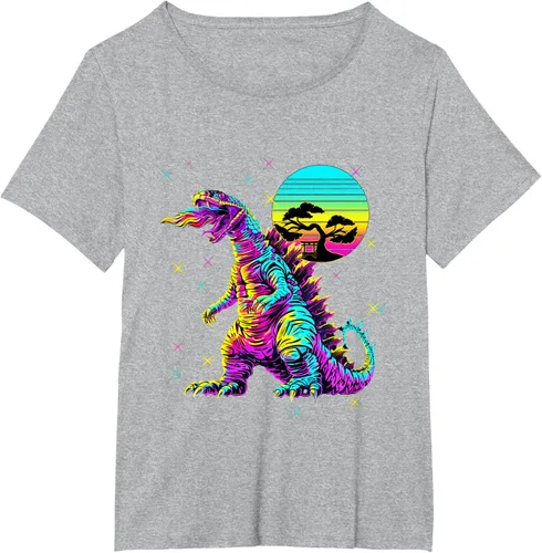Vista 37 de Cool Streetwear synthwave 80s 90s retro anime snakezilla camiseta, Negro