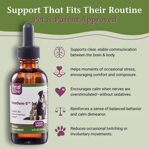 Vista 3 de PetAlive EaseSure-S - Suplemento de hierbas totalmente naturales para los síntomas de las convulsiones de mascotas - Reduce los movimientos