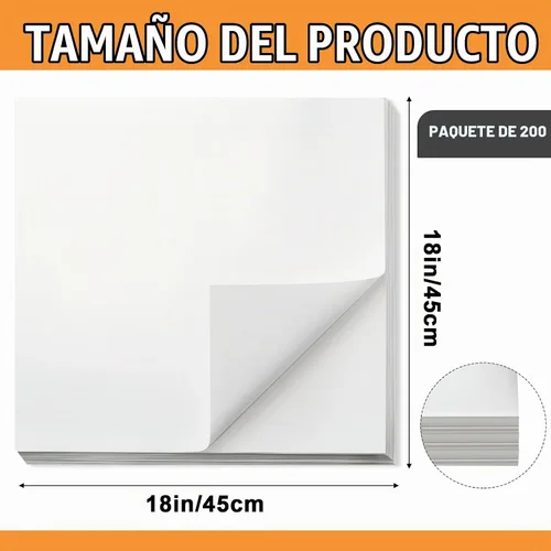 Vista 2 de Harloon 200 hojas de papel de regalo para sándwich, 18 x 18 pulgadas, color Blanco