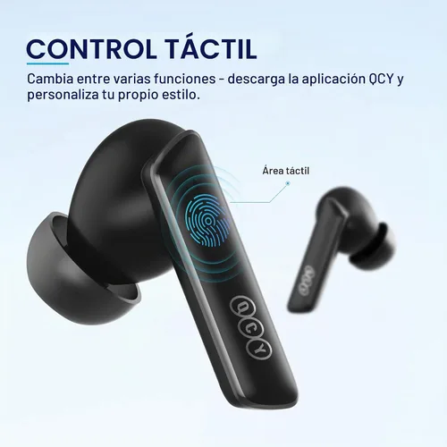 Vista 7 de QCY HT05 Auriculares inalámbricos con cancelación activa de ruido multimodo, llamadas mejoradas con IA con 6 micrófonos, ruido antiviento