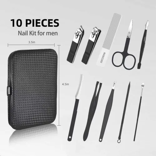 Vista 2 de Kit de manicura y pedicura profesional para hombres, kit de cuidado de uñas, kit de cuidado de uñas para hombre, cortaúñas de uñas y pies