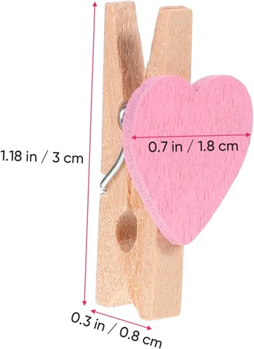 Vista 2 de 50pcs Love Wood Clips Rosa Accesorios para Decoración del Hogar Foto Mini Clips
