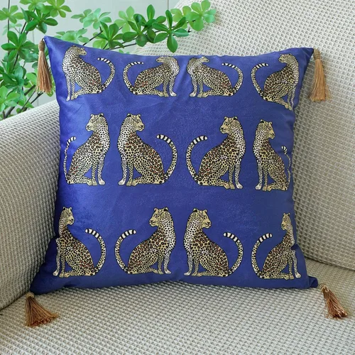 Vista 16 de vctops - Funda de cojín cuadrada con estampado de leopardo, super suave, de terciopelo, con diseño de animales, con borlas, funda decorativa
