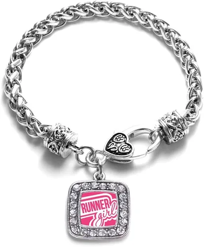 Vista 163 de Pulsera de dijes cuadrados de plata con joyería de circonita cúbica