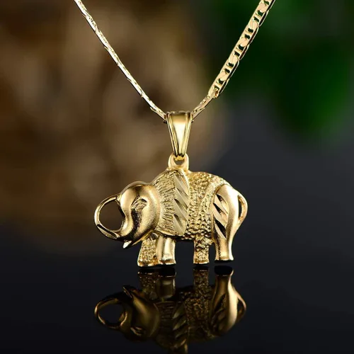 Vista 4 de Barzel Collar de elefante chapado en oro de 18 quilates con cadena marina plana, fabricado en Brasil