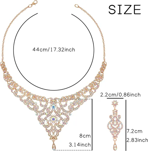 Vista 4 de Conjunto de joyas de boda collar nupcial pendientes pulseras