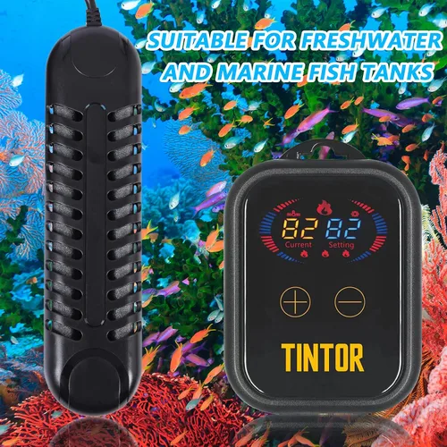 Vista 5 de Calentador sumergible para acuario, calentador de tanque de peces de 800 W/1200 W, calefacción de doble tubo, calentamiento rápido y ahorro