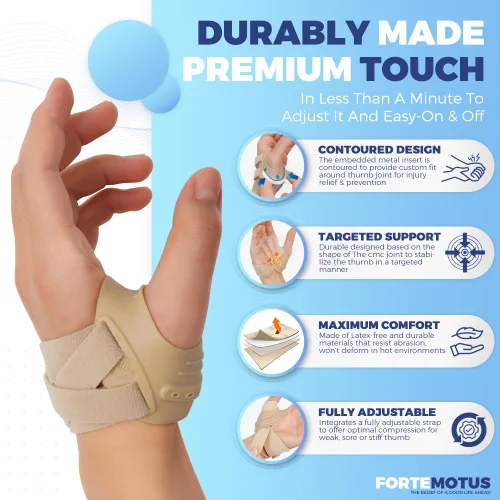 Vista 3 de FORTEMOTUS CMC Thumb Brace - Estabilizador de apoyo para articulaciones CMC: para dolor en las articulaciones del pulgar, tendinitis, osteoartritis
