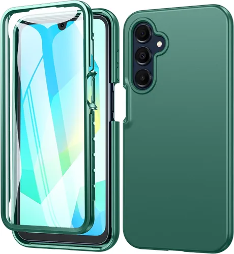 Vista 13 de FNTCASE Funda para Samsung Galaxy A15-5G: Funda para teléfono con protector de pantalla incorporado Funda protectora de silicona para teléfono
