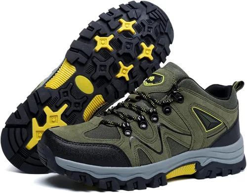 Vista 4 de Mens Hiking Shoes Waterproof Low Top Sneakers Lightweight Breathable Non-Slip Trail Running Shoes for Men Outdoor Trekking Camping Traveling