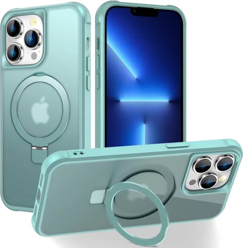 Vista 128 de CHAOFEnG Funda magnética compatible con iPhone 11 con soporte, prueba de caídas de grado militar, compatible con imán, anillo translúcido, parte
