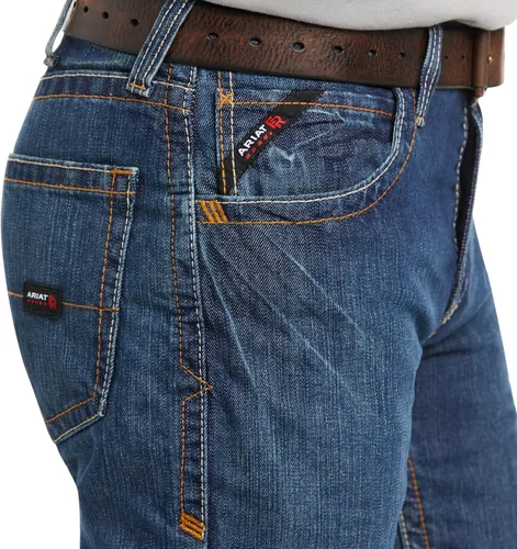 Vista 4 de Jeans para hombre Ariat, no Inflamable M5, ajuste entallado, corte recto