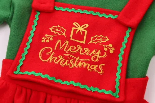 Vista 5 de Disfraz de elfo navideño para niños, conjunto de vestido de elfo de Navidad