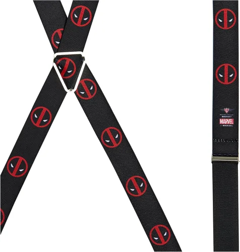 Vista 2 de Buckle-Down Marvel Universe Suspenders-Deadpool Logo NegroRojoBlanco