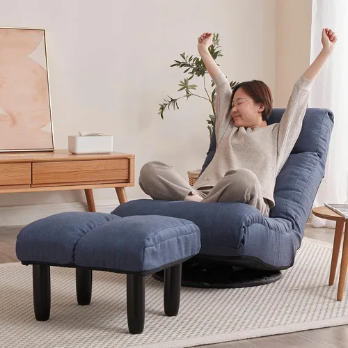 Vista 12 de Yoglad Sofá de estilo japonés, silla de juegos de suelo, sofá perezoso para leer juegos y meditar, 3 posiciones ajustables con cómodo respaldo
