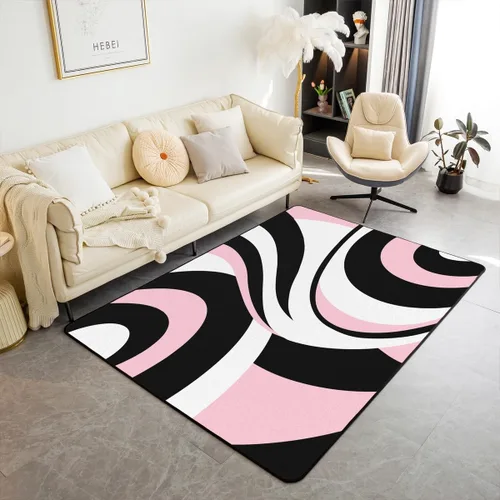 Vista 42 de Alfombra de área en espiral colorida de 3 x 5 pies, abstracta y moderna geométrica, decoración de remolinos, antideslizante, para hombres, mujeres