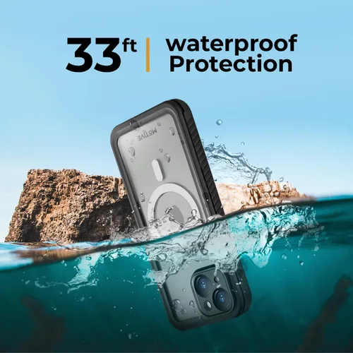 Vista 5 de MOTIVE Funda impermeable para iPhone 15, protector de pantalla integrado, compatibilidad MagSafe sin costuras, protector a prueba de polvo, a prueba