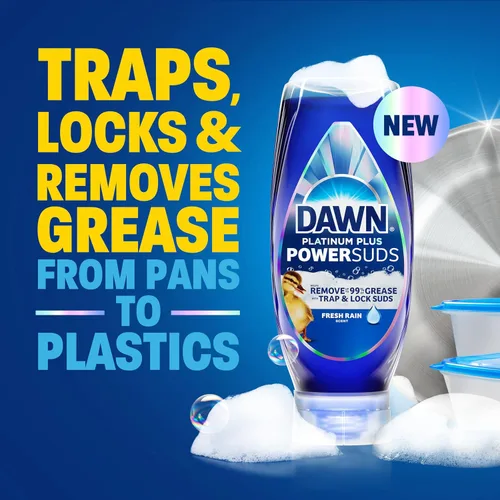 Vista 11 de Dawn Platinum Plus PowerSuds EZ-Squeeze - Jabón líquido para platos, líquido para lavavajillas, eliminación de grasa, botella al revés, aroma a