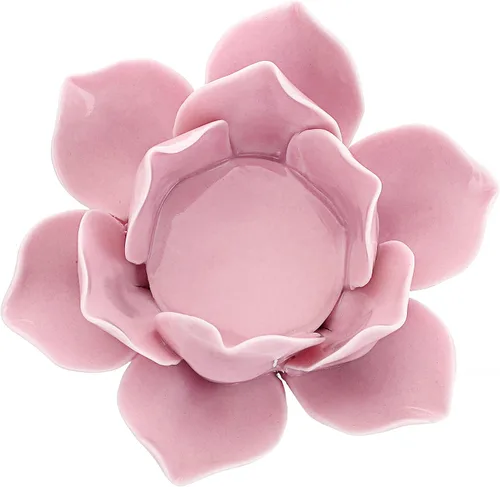 Vista 9 de OwnMy Portavelas de cerámica verde de flor de loto de 4.5 pulgadas para velas de té, portavelas de pétalo de loto para velas de té, soporte de vela