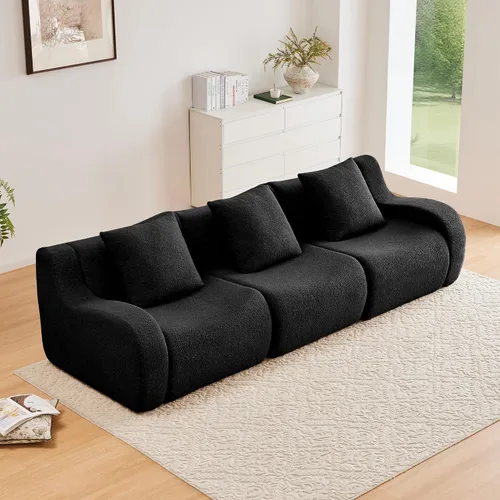 Vista 35 de Boneless Cloud - Sofá modular modular de 82.7 pulgadas, cómodo sofá biplaza de tela de peluche, sofás seccionales de asiento profundo para sala