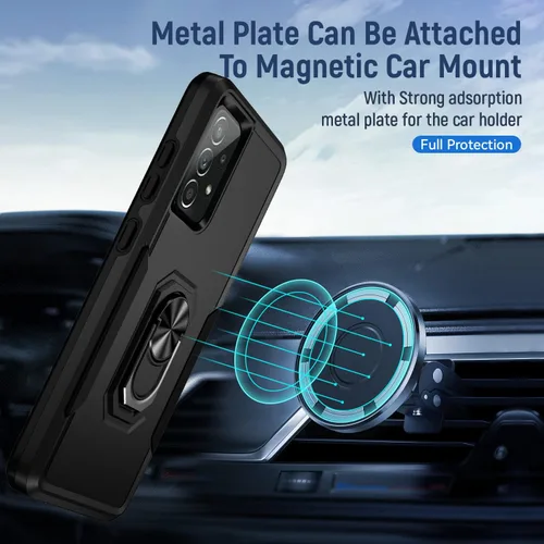 Vista 3 de Funda para Samsung Galaxy A52 5G Galaxy A52 4G con anillo de soporte, resistente protección de grado militar a prueba de golpes para Galaxy A52 5G
