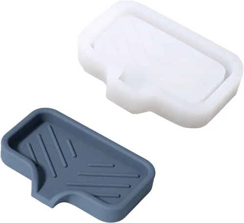 Vista 8 de Molde de silicona para jabonera de hormigón con drenaje, soporte de jabón de cemento para ducha/baño, herramientas de fabricación de bandejas