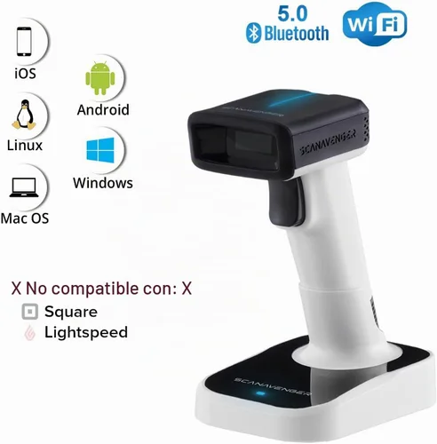 Vista 2 de ScanAvenger Escáner de Código de Barras Bluetooth Inalámbrico Portátil 1D&2D con Soporte Bluetooth: Escáner de Mano 3-en-1, Inalámbrico, Pistola
