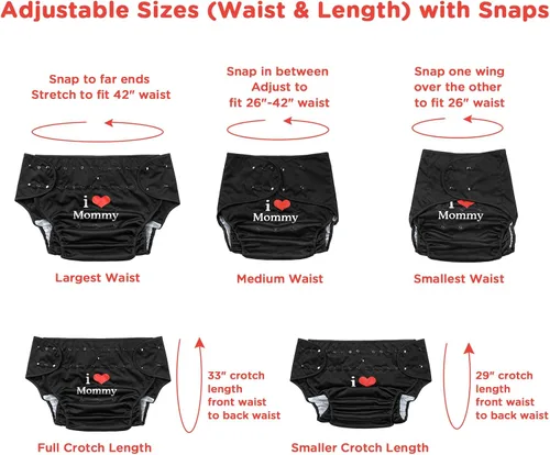 Vista 7 de Littleforbig Funda para pañales para adultos, lavable, ajustable, reutilizable, impermeable, talla única, color negro