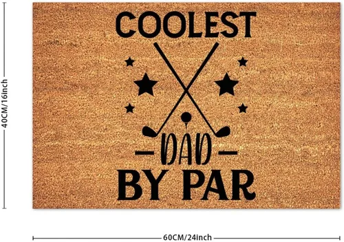 Vista 2 de Tapete de fibra de coco personalizado para el mejor papá por par, divertido tapete de bienvenida de 16 x 24 pulgadas, fácil de limpiar, tapete