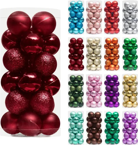 Vista 76 de XmasExp Juego de 24 mini esferas de Navidad inastillables para bolas de árbol de Navidad, 1.18 pulgadas (negro)