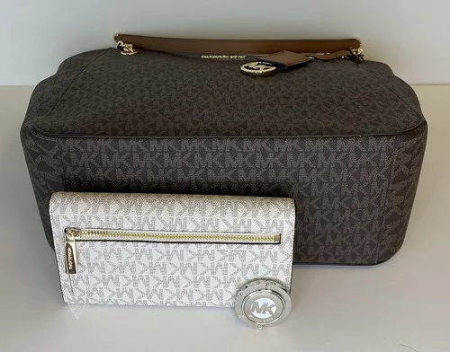 Vista 5 de Michael Kors Jet Set - bolsa de hombro para viaje con cadena grande, cartera triple Michael Kors Jet Set.