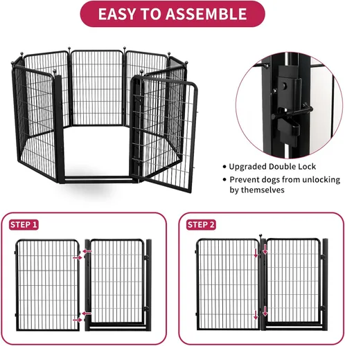 Vista 4 de Corralito para perros al aire libre, 40 pulgadas, 48 paneles, valla para perros con puerta extra ancha, corral para mascotas sin tropiezos, corral