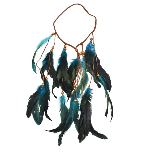 Vista 3 de 2 diademas bohemias de girasol, diademas de plumas bohemias, tocado indio, bandas de pelo de pavo real, diadema gitana, corona floral, girasoles