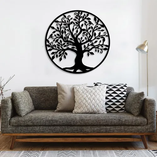 Vista 3 de Arte de pared de metal árbol de la vida, arte de pared de árbol genealógico, decoración de pared de metal, adornos de pared, decoración del hogar