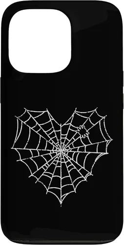 Vista 10 de iPhone 16 Halloween Spider Web Disfraz lindo corazón araña funda