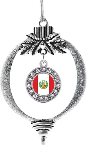 Vista 31 de Inspired Silver - Adorno con dije de cara de carlino - Adornos navideños de círculo de plata con joyas de circonita cúbica