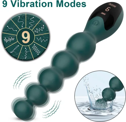 Vista 2 de Vibrador vibrador de cuentas anales para hombres y mujeres, vibrador anal, juguetes sexuales anales con pantalla digital LED