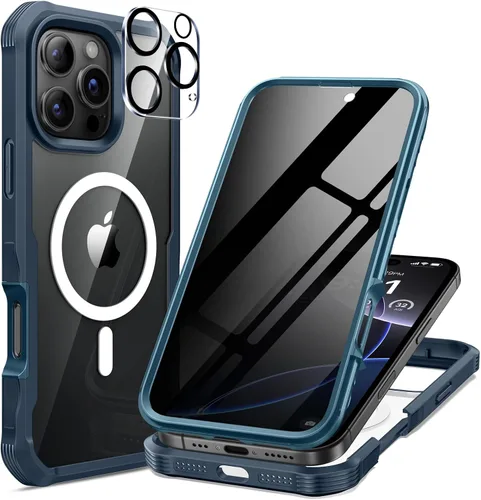 Vista 44 de seacosmo para iPhone Air Funda, Carcasa Completa con Protector de Privacidad de Vidrio Templado 9H Integrado y Protector de Lente de Cámara