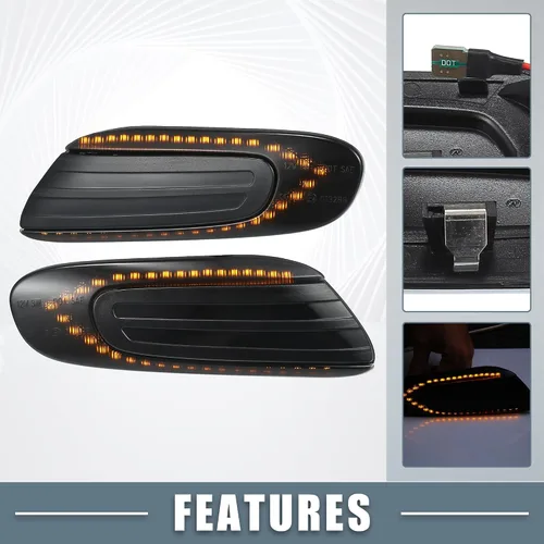 Vista 3 de Señal de giro LED con marcador lateral secuencial No.63137298351 para Mini Cooper F55 F56 F57 2014-2021 Lente ahumada de plástico ámbar (Juego de 2)